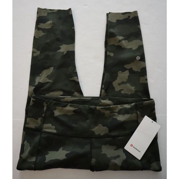 Lululemon Women's Sz 14 Green Camo Fast Free Hi-Rise Crop 23” Leggings - Picture 11 of 13